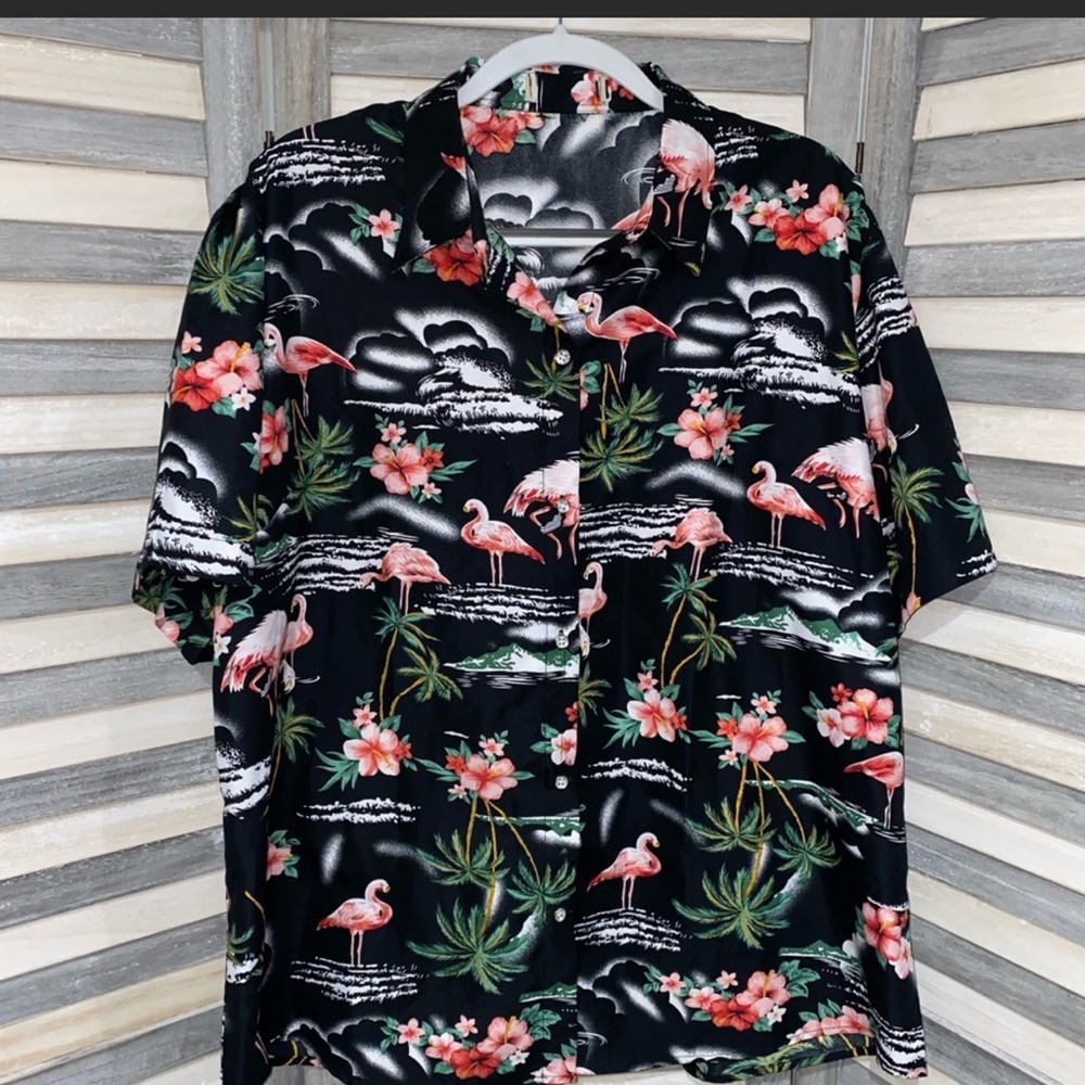 Ladies Tropical Flamingo Shirt Sz 2X